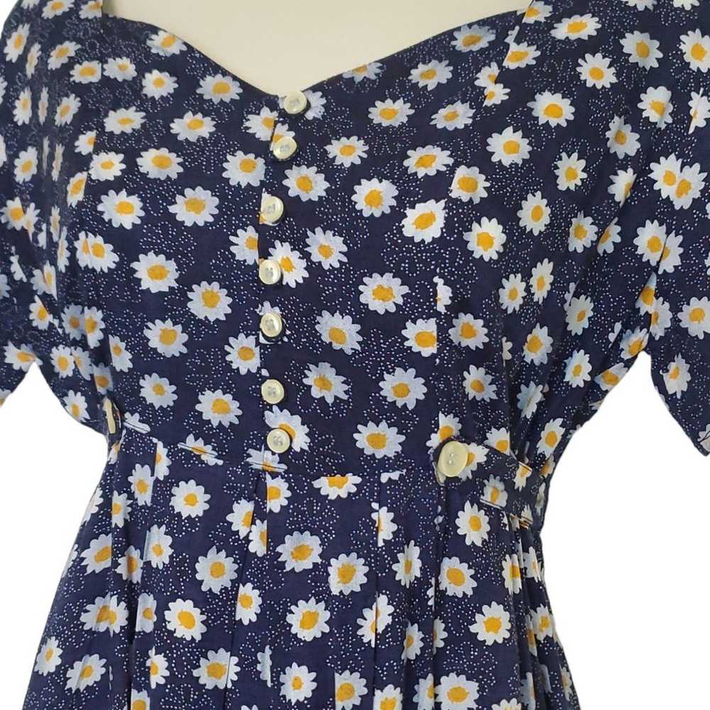 Vintage 90s Dress A-Line Sunflower Pleated SZ 4 C… - image 3
