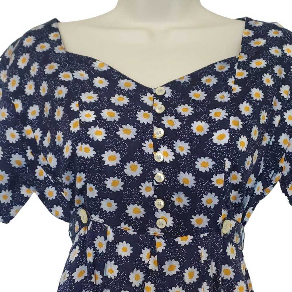 Vintage 90s Dress A-Line Sunflower Pleated SZ 4 C… - image 5