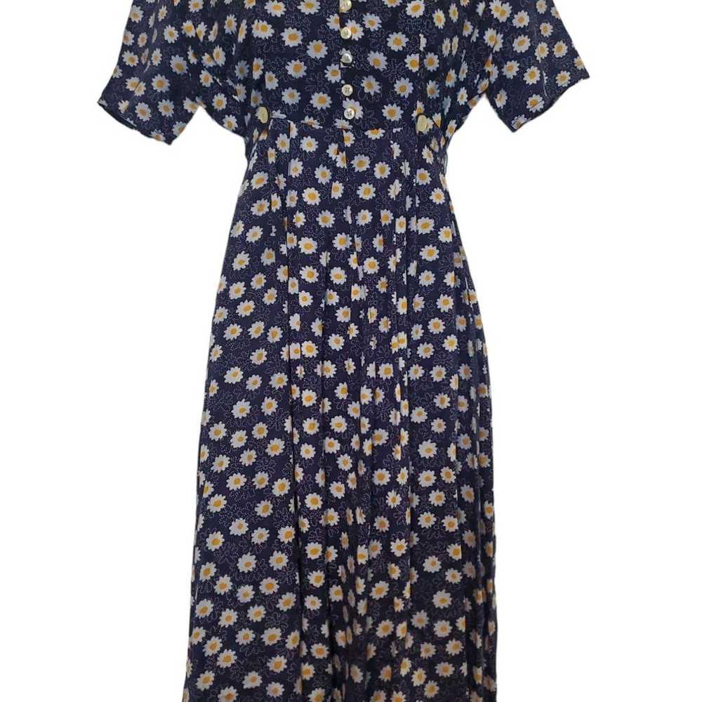 Vintage 90s Dress A-Line Sunflower Pleated SZ 4 C… - image 6