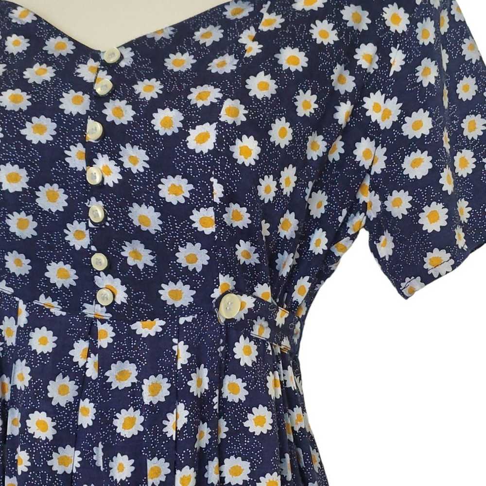 Vintage 90s Dress A-Line Sunflower Pleated SZ 4 C… - image 9