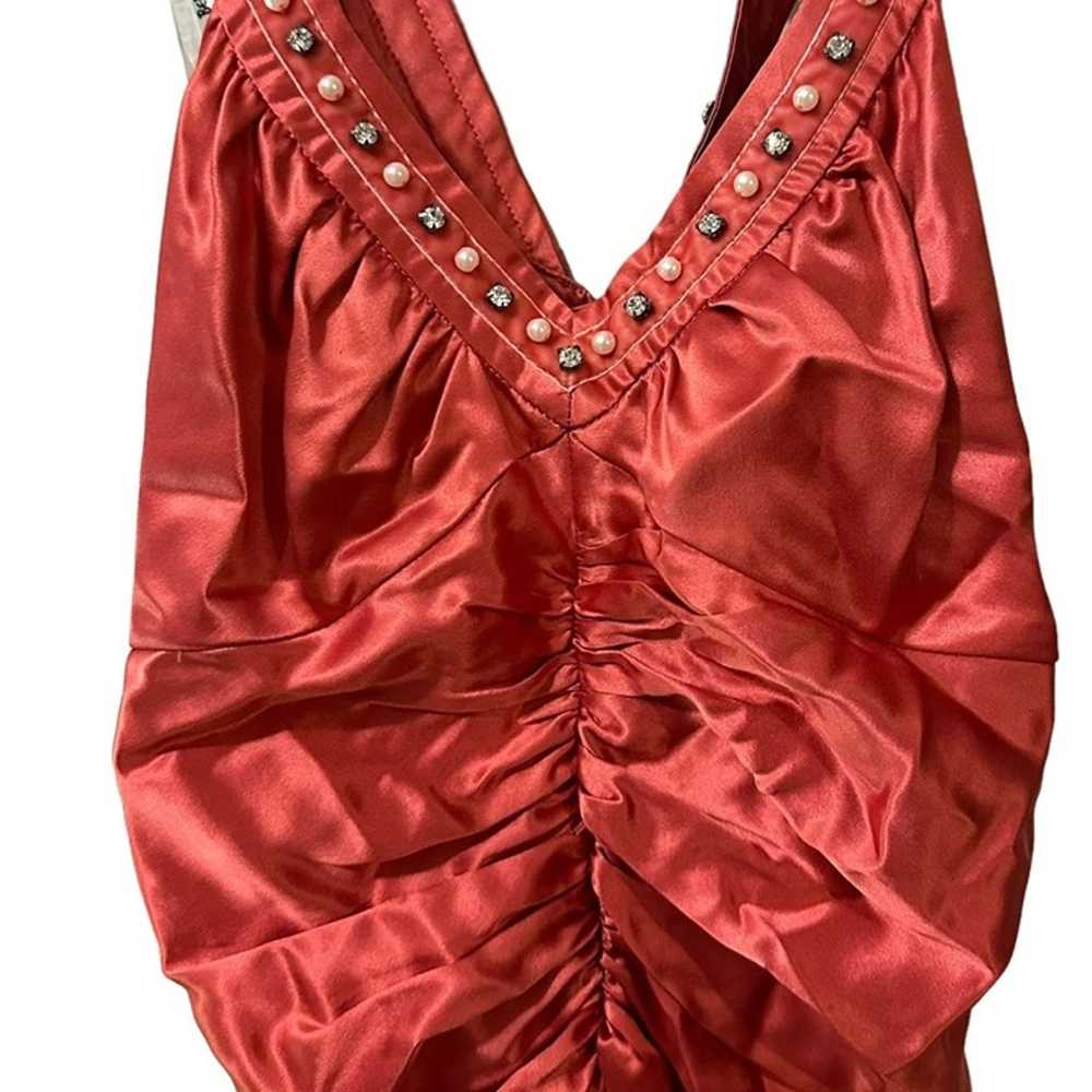 Vintage Betsey Johnson 100% Silk Ruched Drop Wais… - image 5
