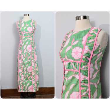 Lilly Pulitzer "The Lilly" 60s Maxi Dress Pink & … - image 1