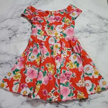Hell Bunny Red Floral Dress
