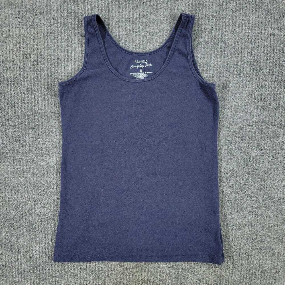 Vintage Sonoma Tank Top Shirt Women Medium Blue E… - image 1