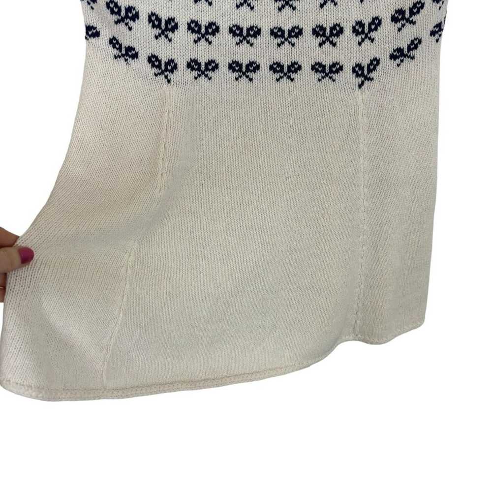 Vintage 70’s Tennis Handmade Knit Off-white Navy … - image 3