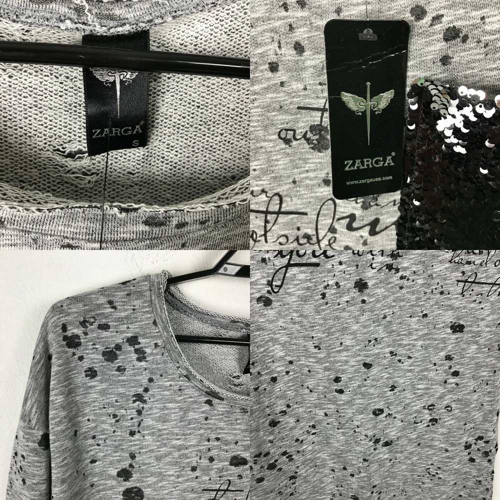 Vintage Zarga Blouse Size S Sweatshirt Gray Black… - image 4