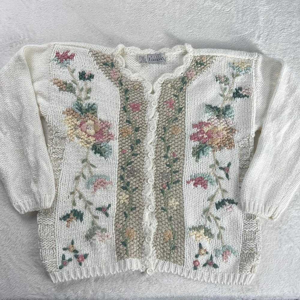 Basic Editions Women's Vintage Floral Knit Cardig… - image 1