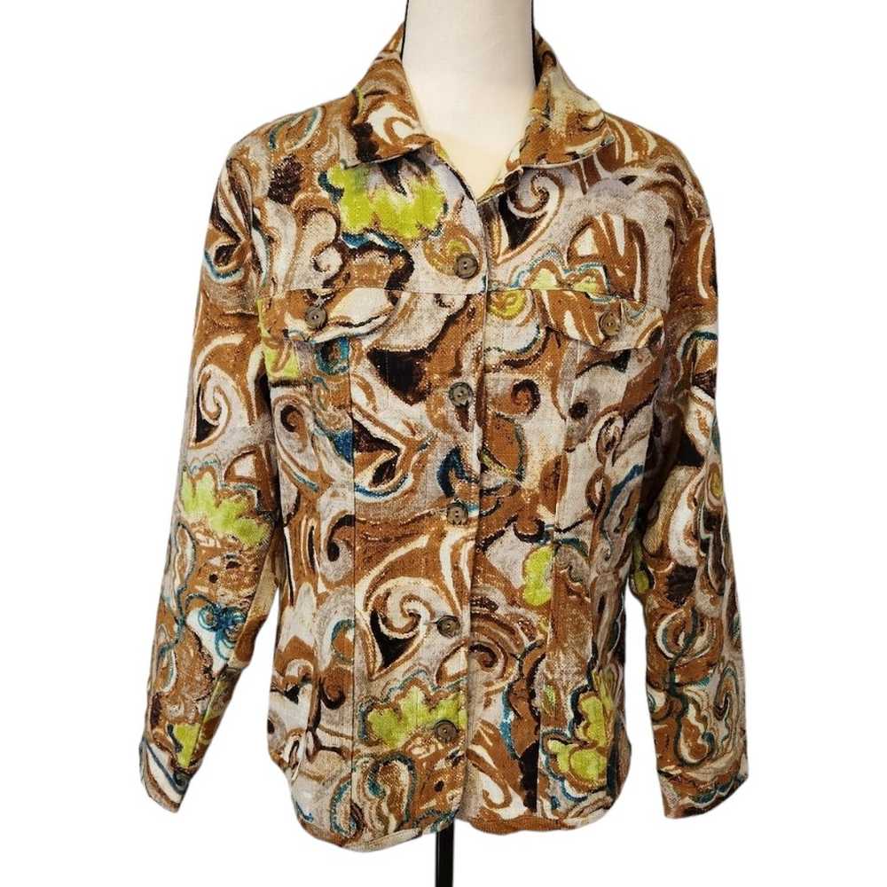 Chico’s Long Sleeve Button Down Vntg Tapestry Car… - image 1