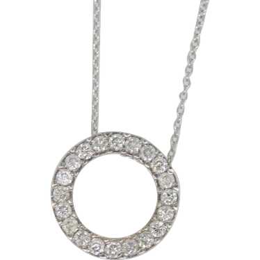 14k White Gold Round Diamond Pendant Necklace - 1… - image 1