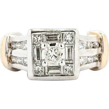 Modern Multi Cut Diamond Engagement Ring