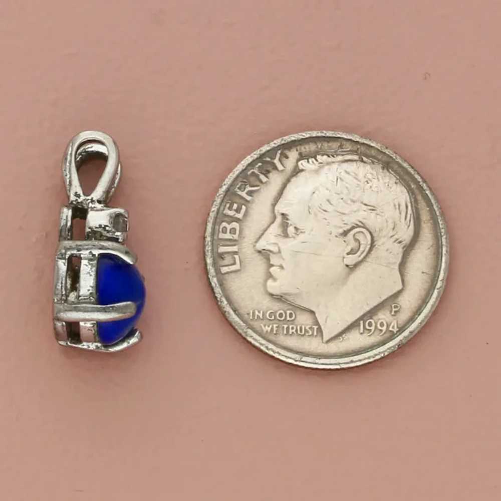 Sterling Silver Faux Blue Star Sapphire & Cz Pend… - image 3
