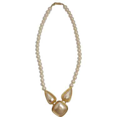 1980's Napier Faux Pearl Necklace w/Pendant, Mint… - image 1