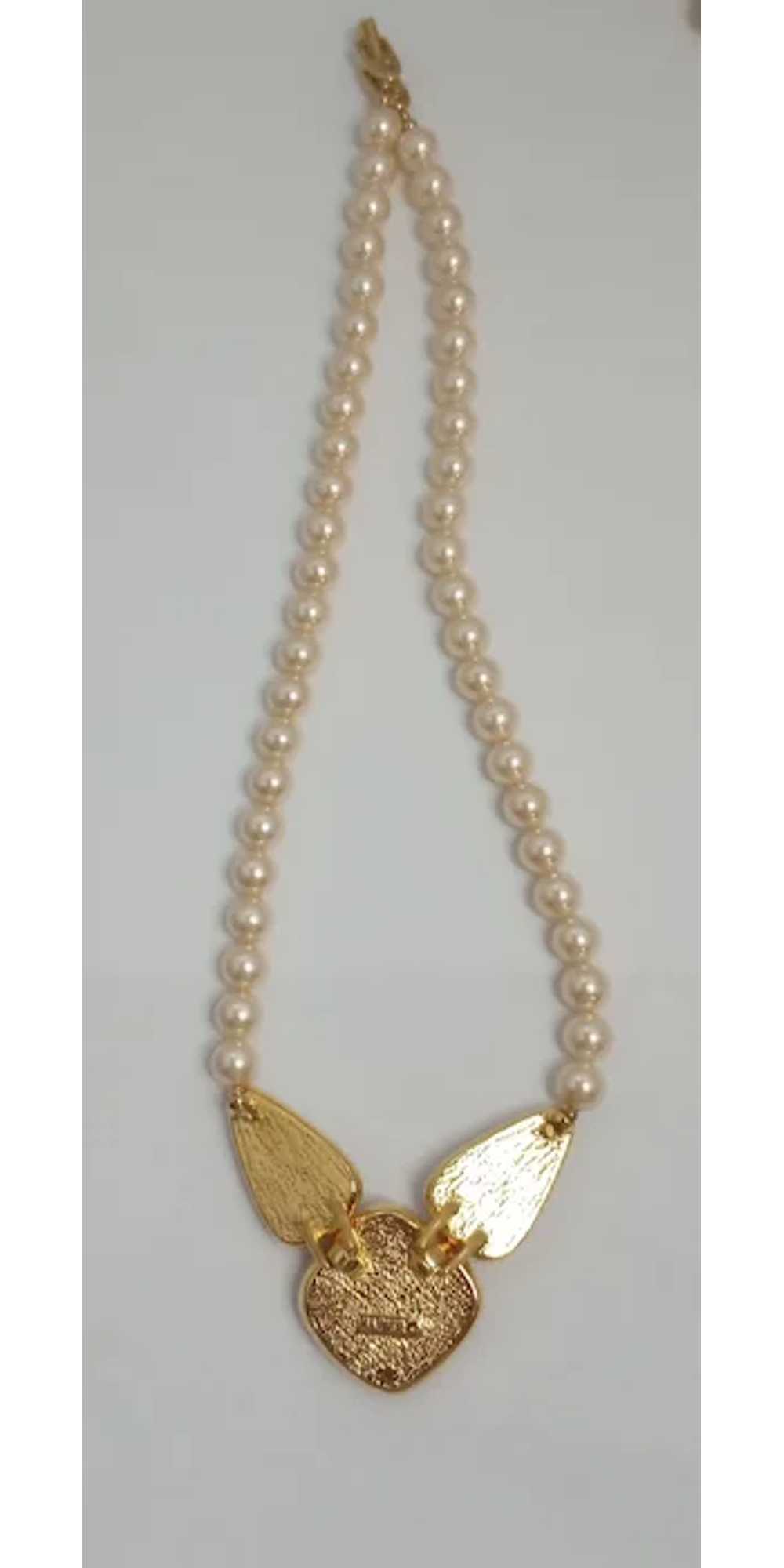 1980's Napier Faux Pearl Necklace w/Pendant, Mint… - image 2
