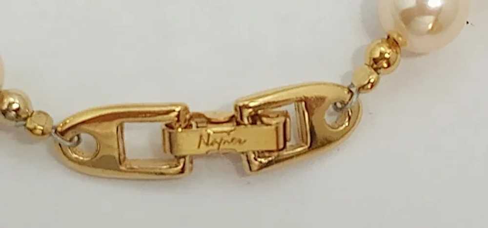 1980's Napier Faux Pearl Necklace w/Pendant, Mint… - image 4