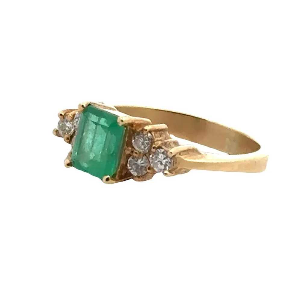 Emerald Diamond 18 Karat Yellow Gold Estate Ring - image 5