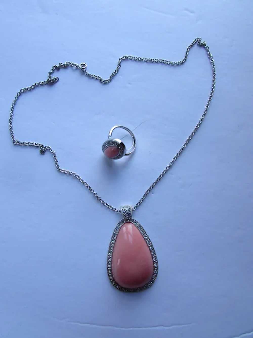 SALE Avon Pale Fire Pendant Necklace & Ring Origi… - image 3