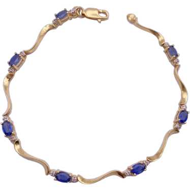 Sapphire and Diamond Wave Link Bracelet 2.52 Cara… - image 1