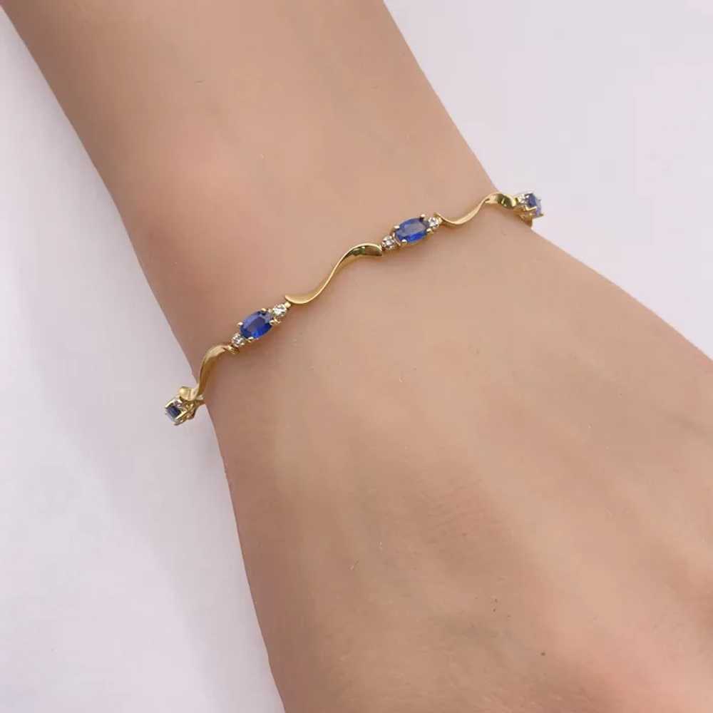 Sapphire and Diamond Wave Link Bracelet 2.52 Cara… - image 2