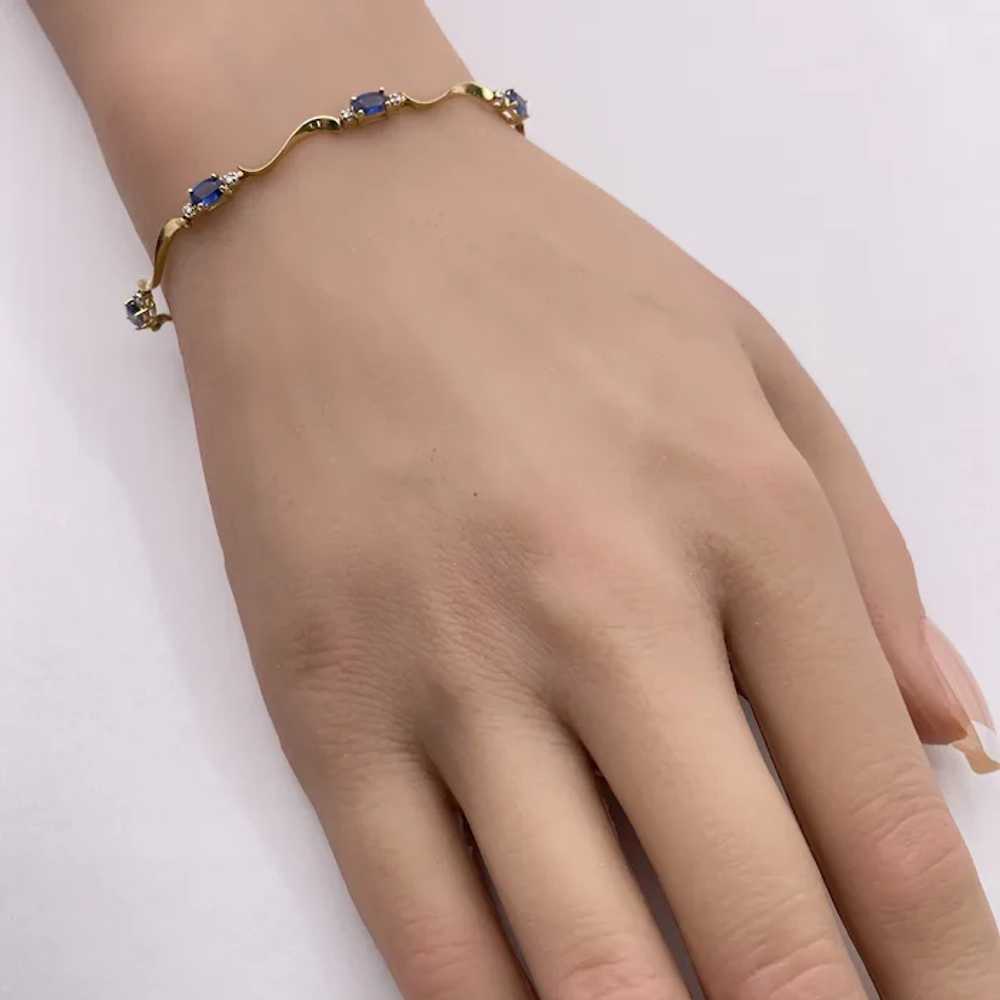 Sapphire and Diamond Wave Link Bracelet 2.52 Cara… - image 5