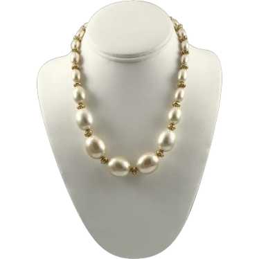 Napier Faux Pearl Necklace Vintage Chunky - image 1