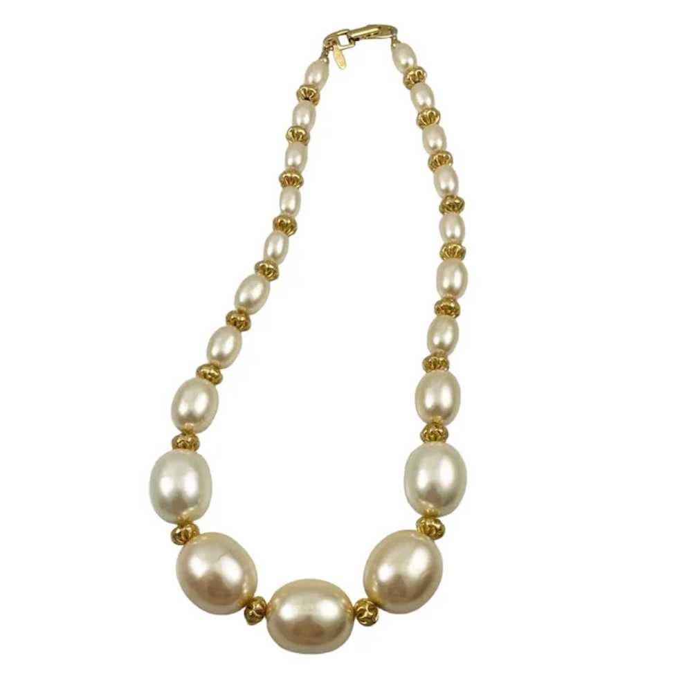 Napier Faux Pearl Necklace Vintage Chunky - image 2