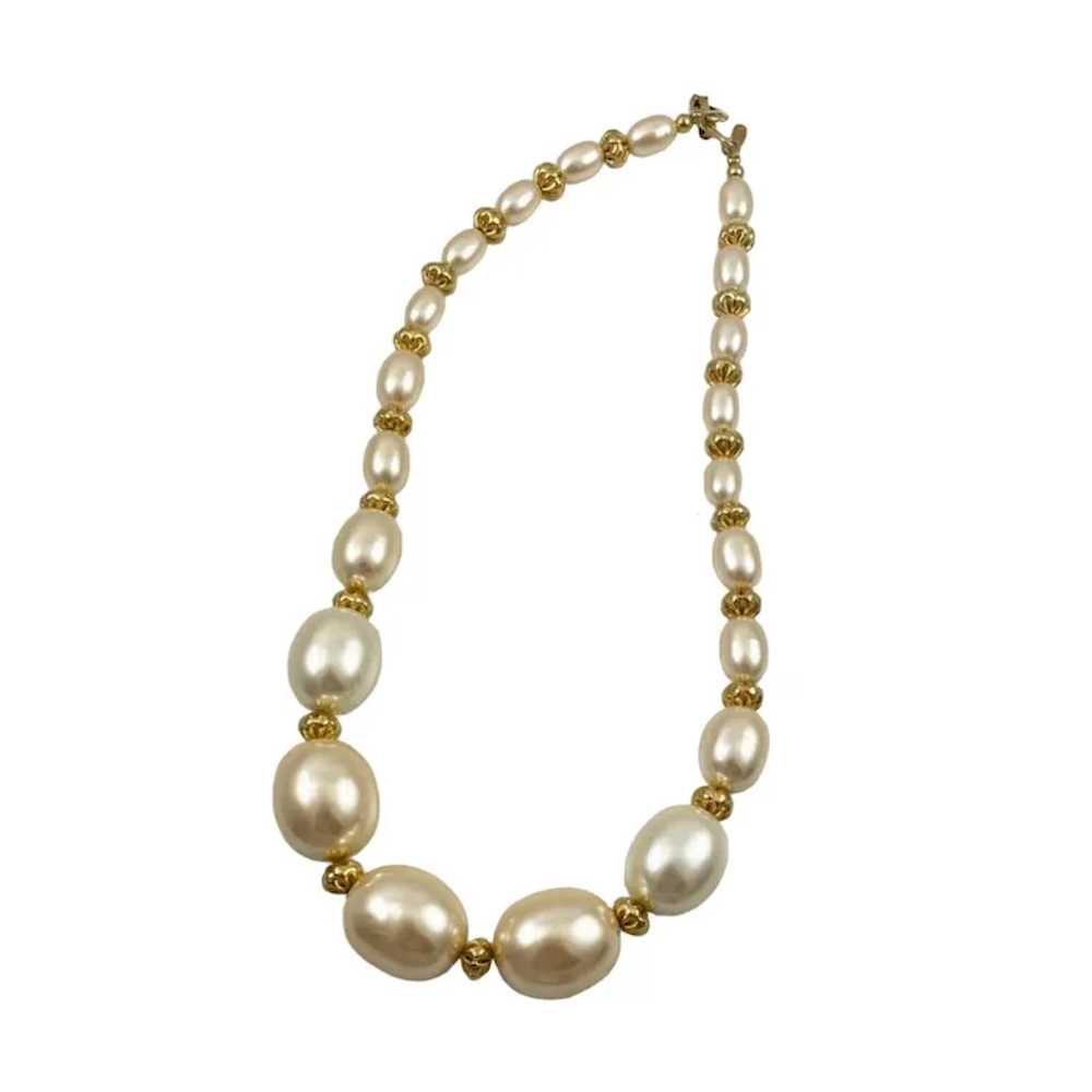 Napier Faux Pearl Necklace Vintage Chunky - image 3