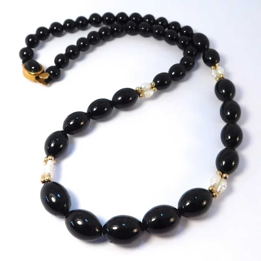 Elegant Black Coral Necklace With Freshwater Pear… - image 2