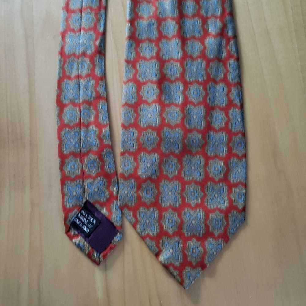 Vintage 80s/90s Orange and Blue Silk Tie - image 1