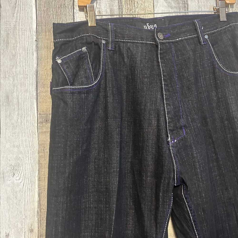 Vintage Y2K Baggy Denim Jeans Purple Crazy Embroi… - image 10
