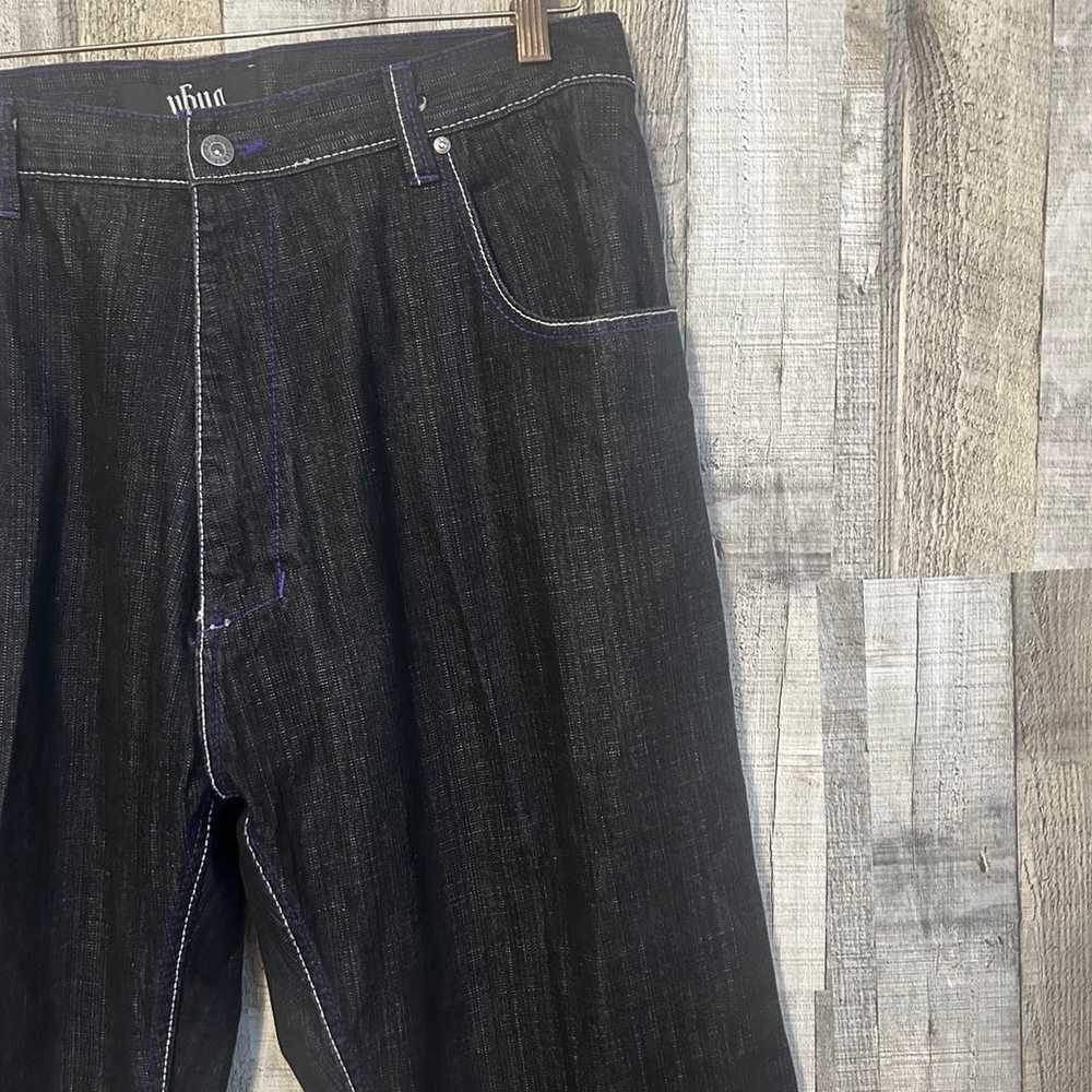 Vintage Y2K Baggy Denim Jeans Purple Crazy Embroi… - image 9