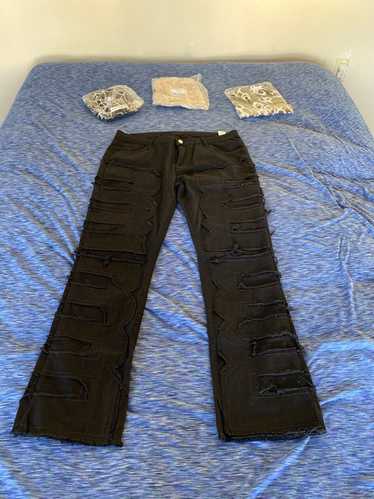 Streetwear Stacked flare denim pants