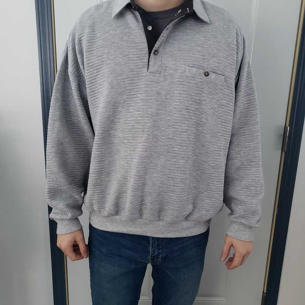 90s Gray Collared Sweatshirt - image 1