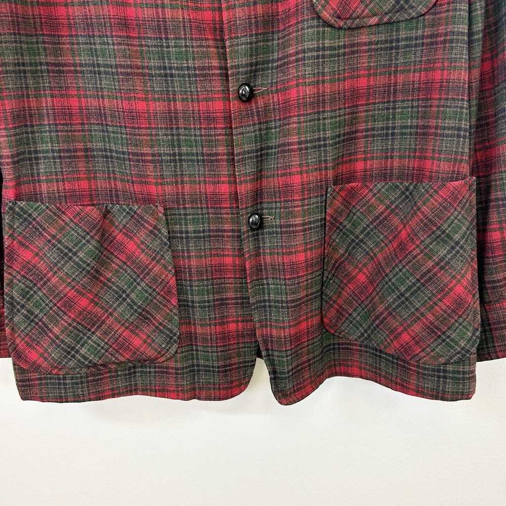 Vintage Pendleton Blazer M Wool Red Green Plaid F… - image 6