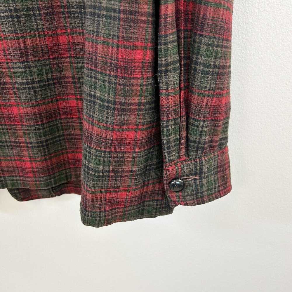 Vintage Pendleton Blazer M Wool Red Green Plaid F… - image 9