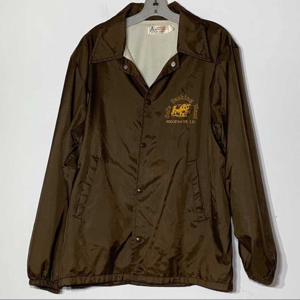 EUC Vintage Admiral Sportswear Brown Nylon Snap F… - image 1