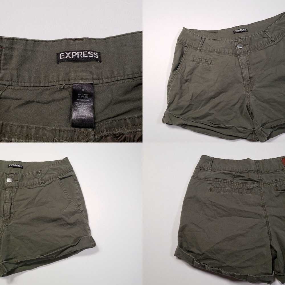 Express Express Shorts Women 8 Green Chino Mid-Ri… - image 4