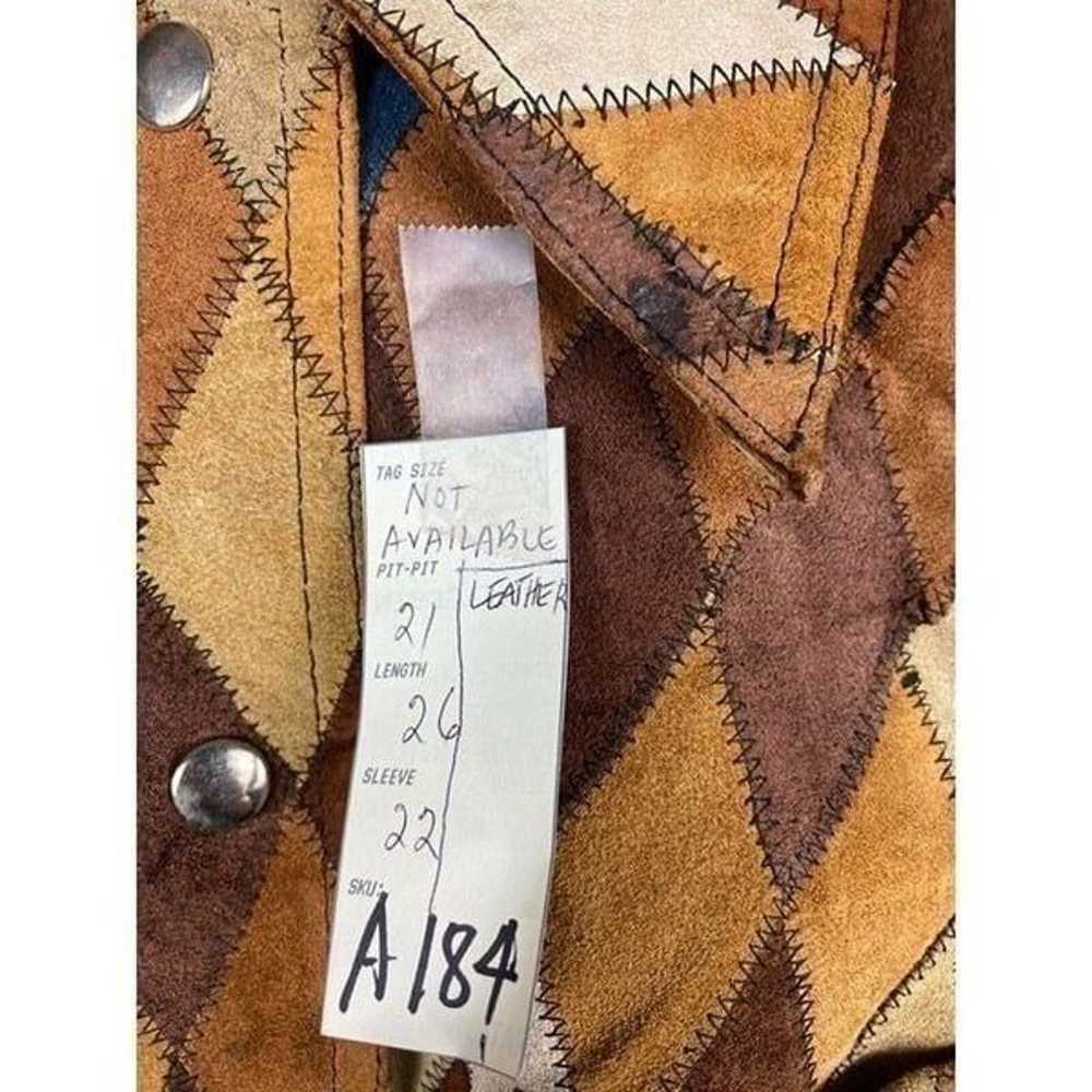 Vintage 1970s Leather/Suede Patchwork Western Jac… - image 10