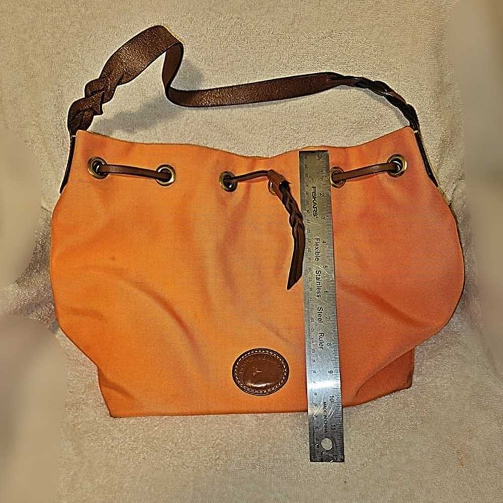 Dooney & Bourke Orange Canvas Bucket Bag With Lea… - image 2