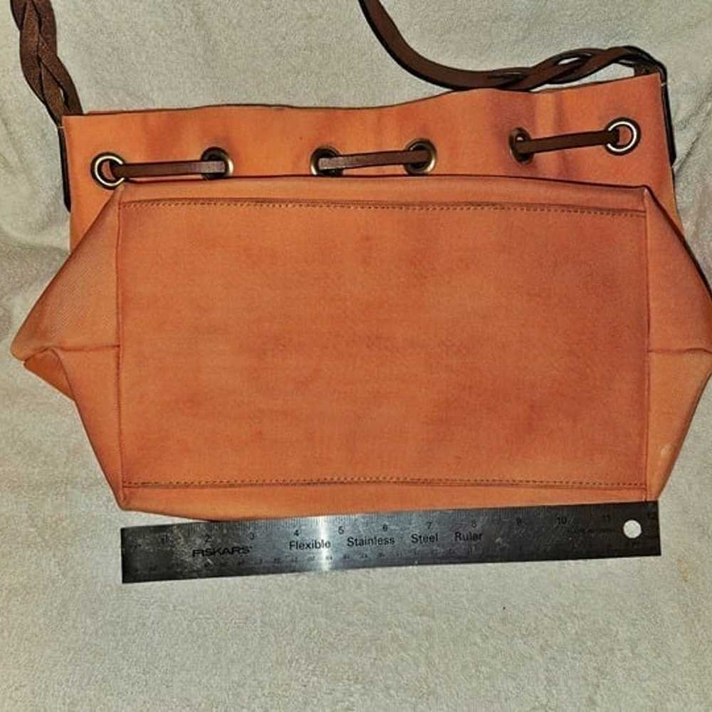 Dooney & Bourke Orange Canvas Bucket Bag With Lea… - image 4