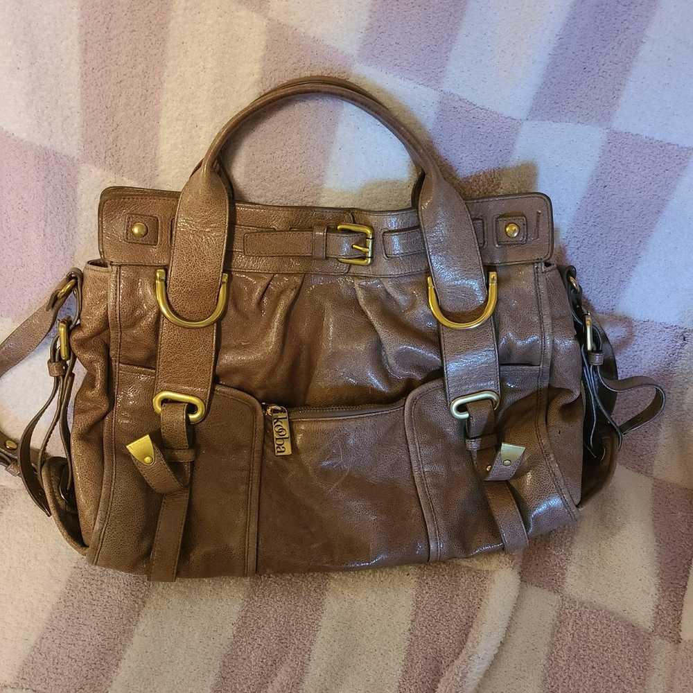 Kooba leather brown satchel handbag - image 1