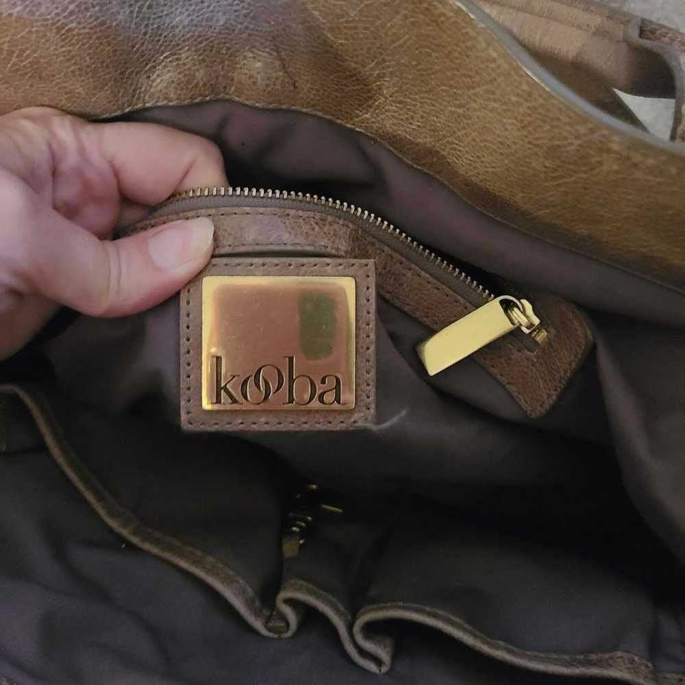 Kooba leather brown satchel handbag - image 3