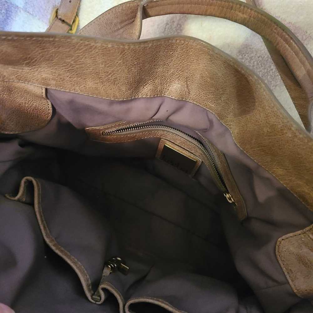 Kooba leather brown satchel handbag - image 4