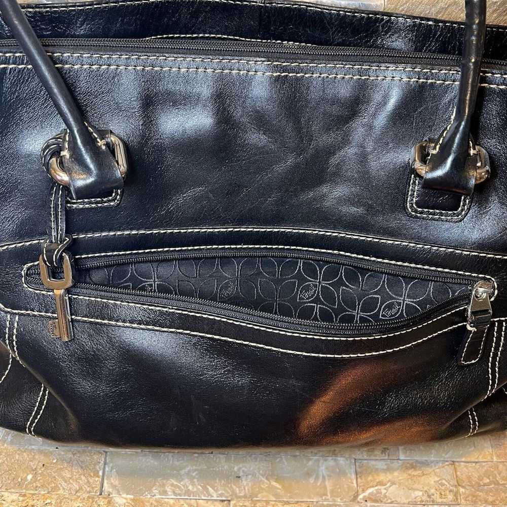 Fossil XL Executive Black Leather Laptop Bag With… - image 11