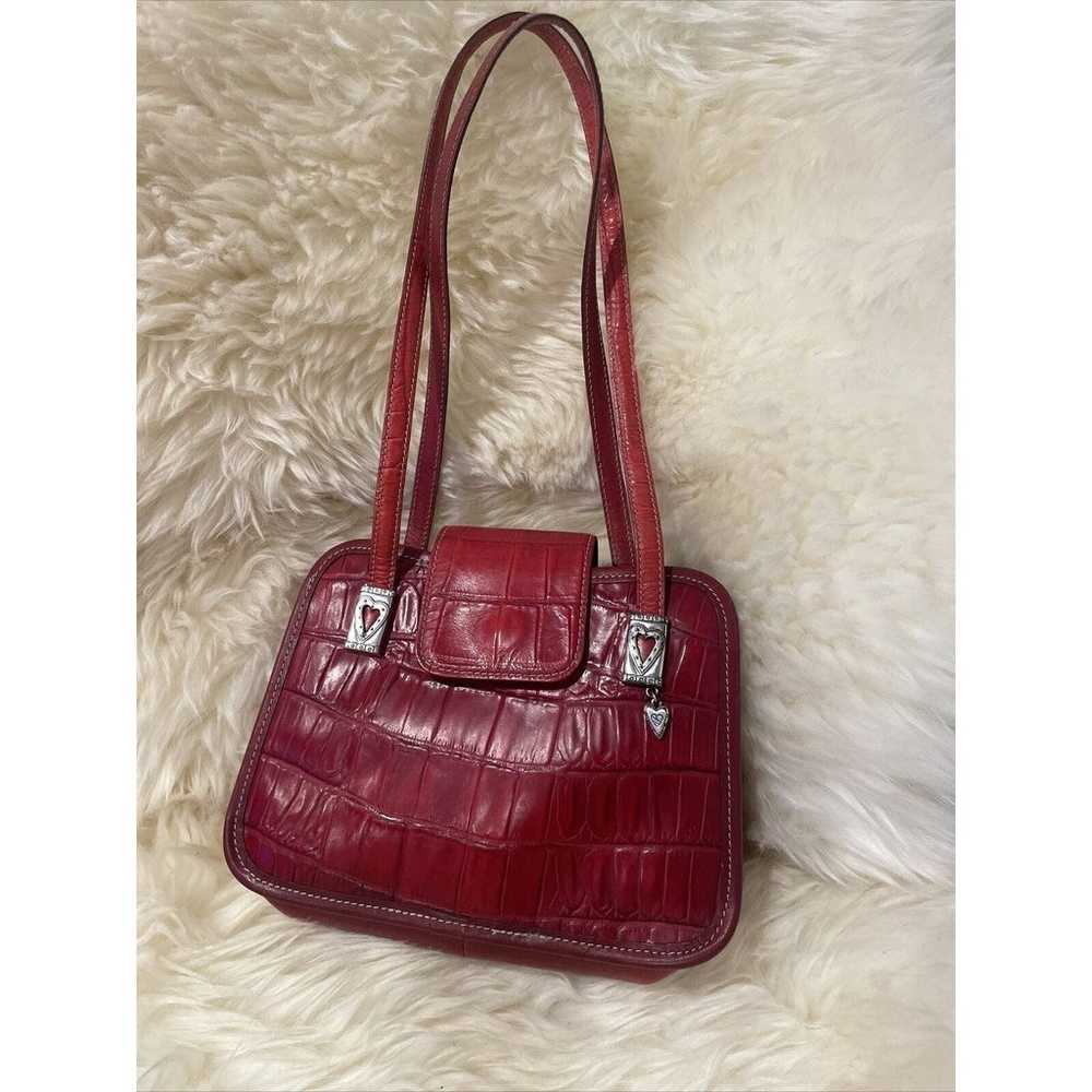 Brighton Red Leather Croc Embossed Tote Bag / Pur… - image 1