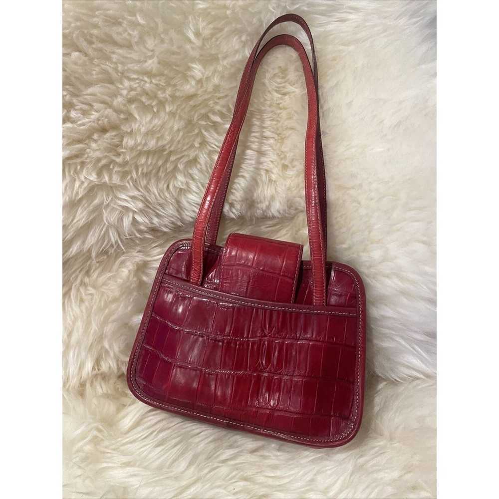 Brighton Red Leather Croc Embossed Tote Bag / Pur… - image 3