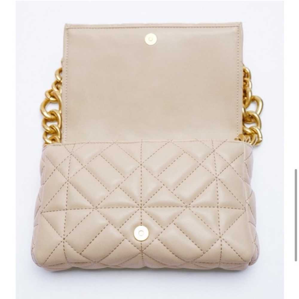 Zara Quilted Bag Gold Chain Strap Shoulder Bag Be… - image 10