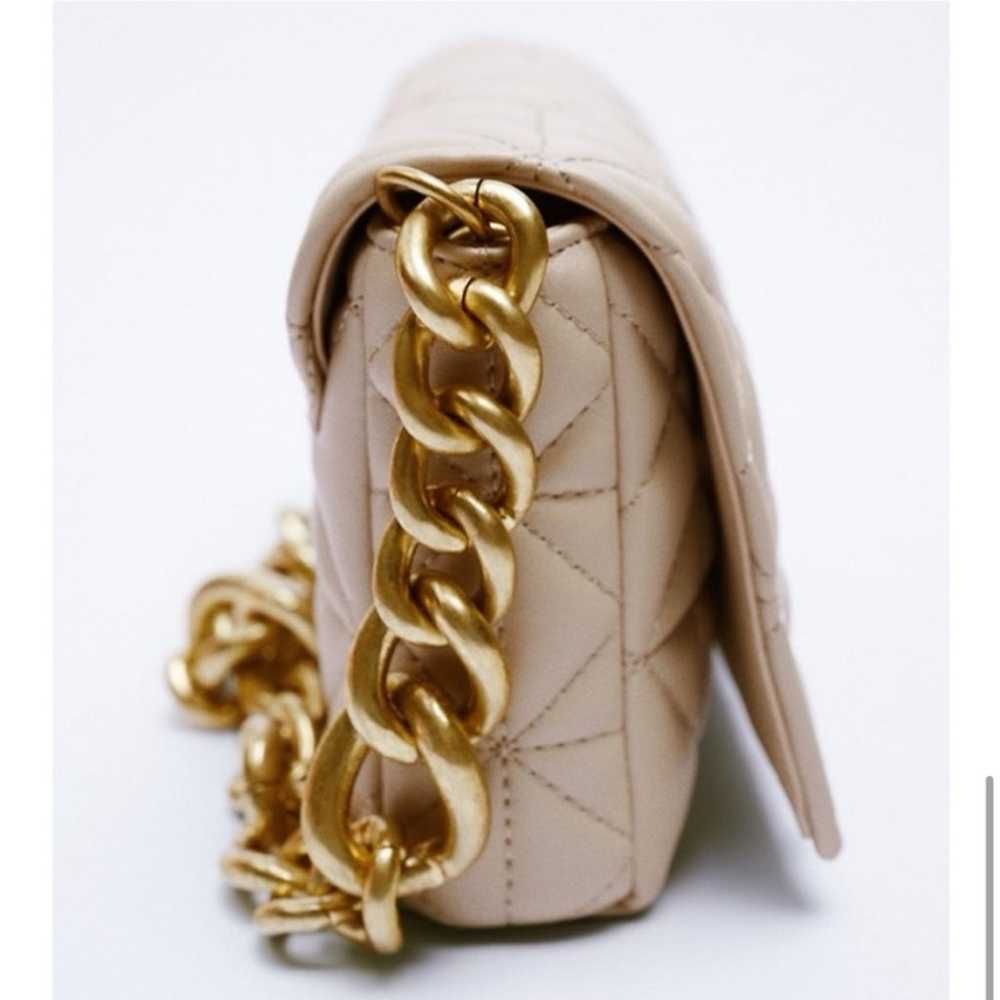 Zara Quilted Bag Gold Chain Strap Shoulder Bag Be… - image 11