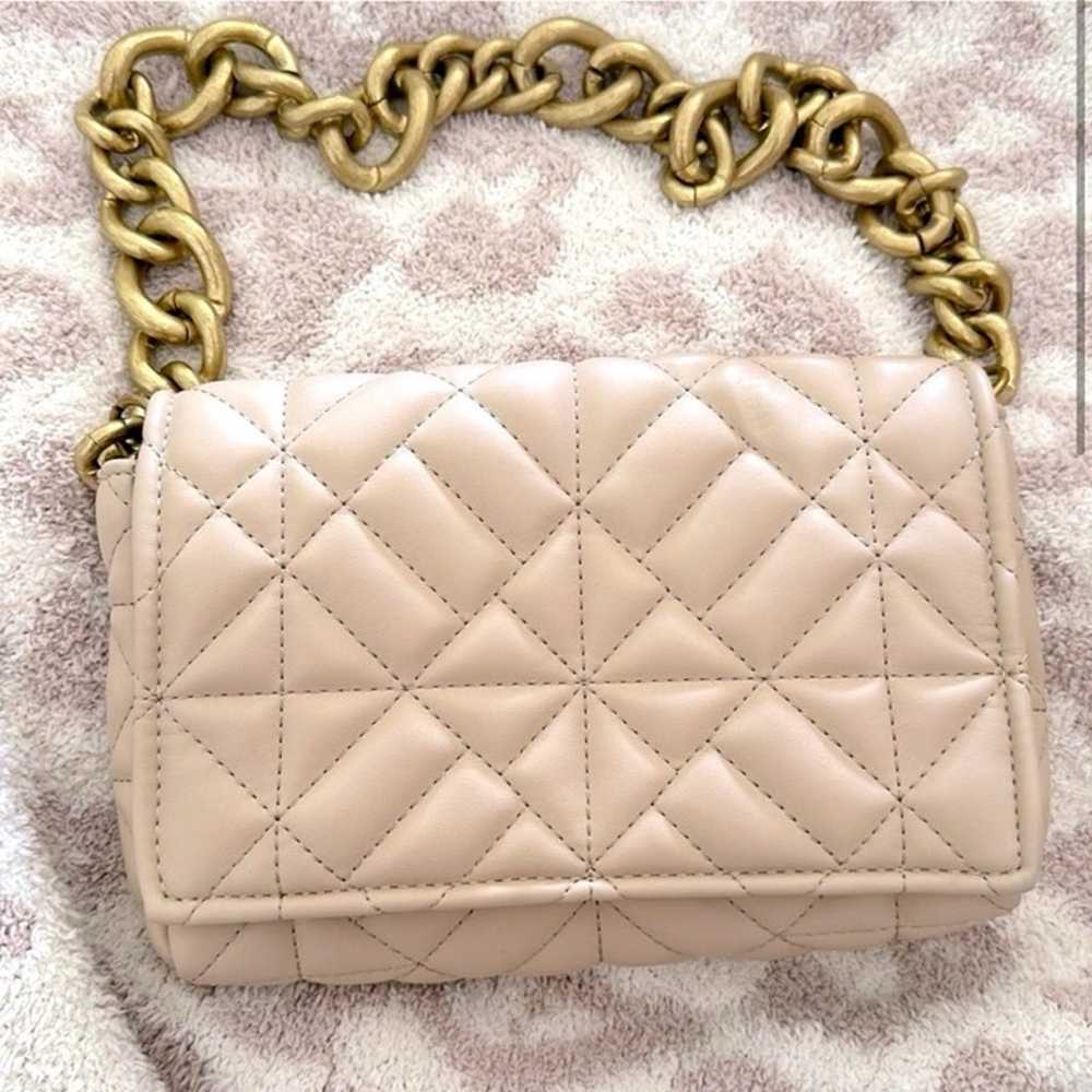 Zara Quilted Bag Gold Chain Strap Shoulder Bag Be… - image 2