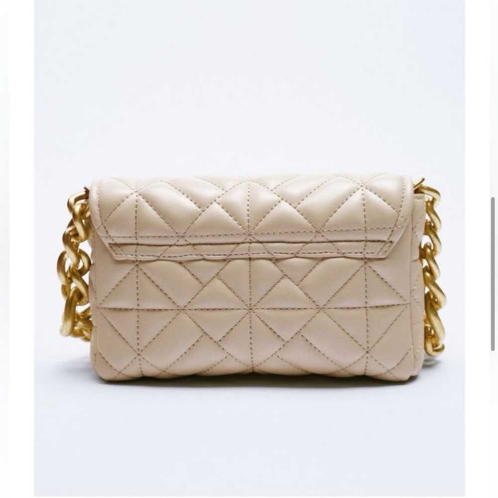 Zara Quilted Bag Gold Chain Strap Shoulder Bag Be… - image 9