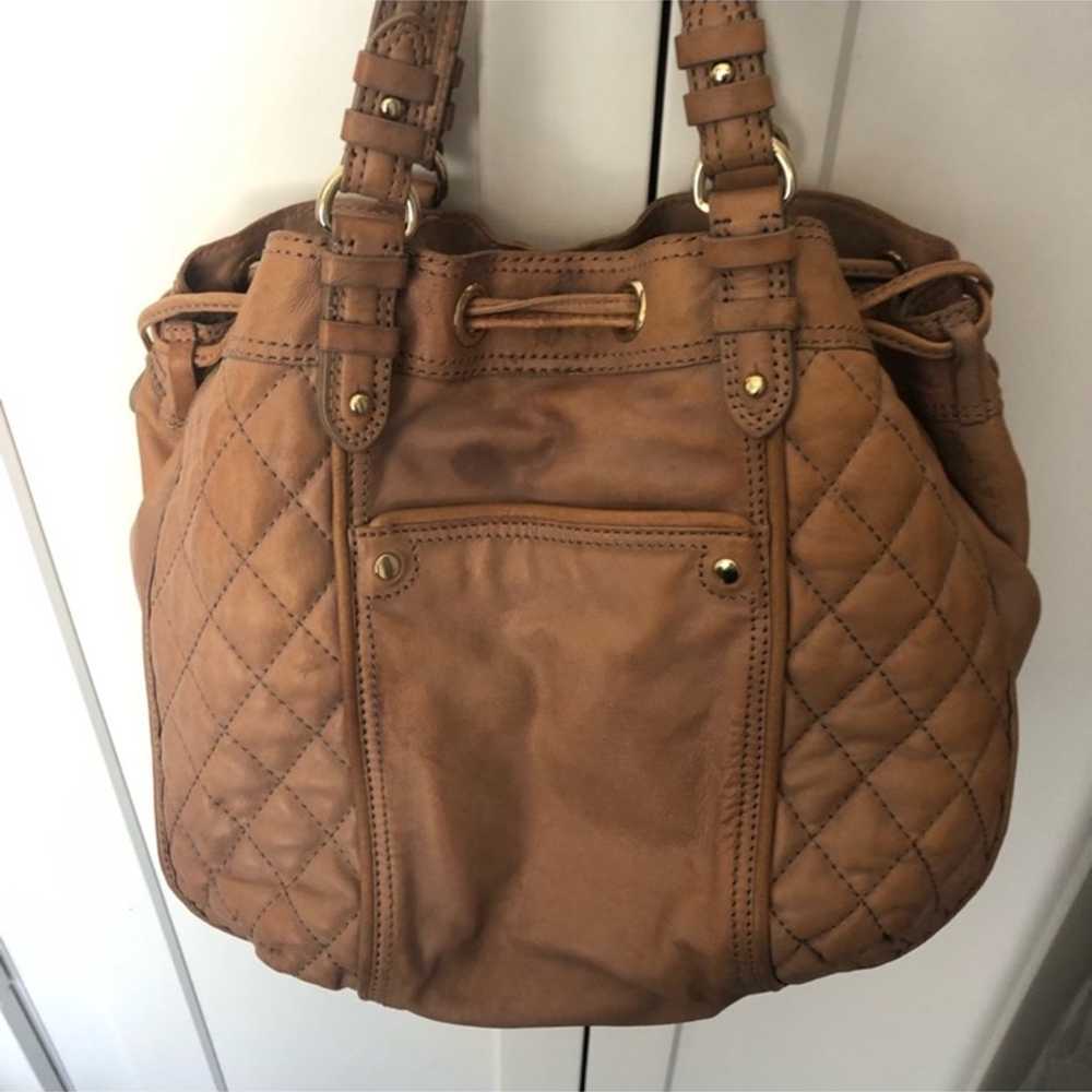 Brown Leather quilted Large Juicy Couture purse b… - image 2